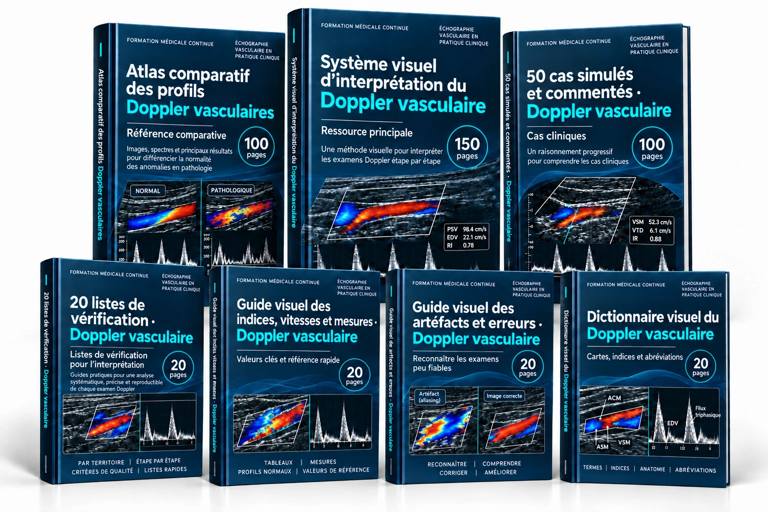 Présentation de la bibliothèque complète de Doppler vasculaire : trois ouvrages principaux et les quatre bonus prévus